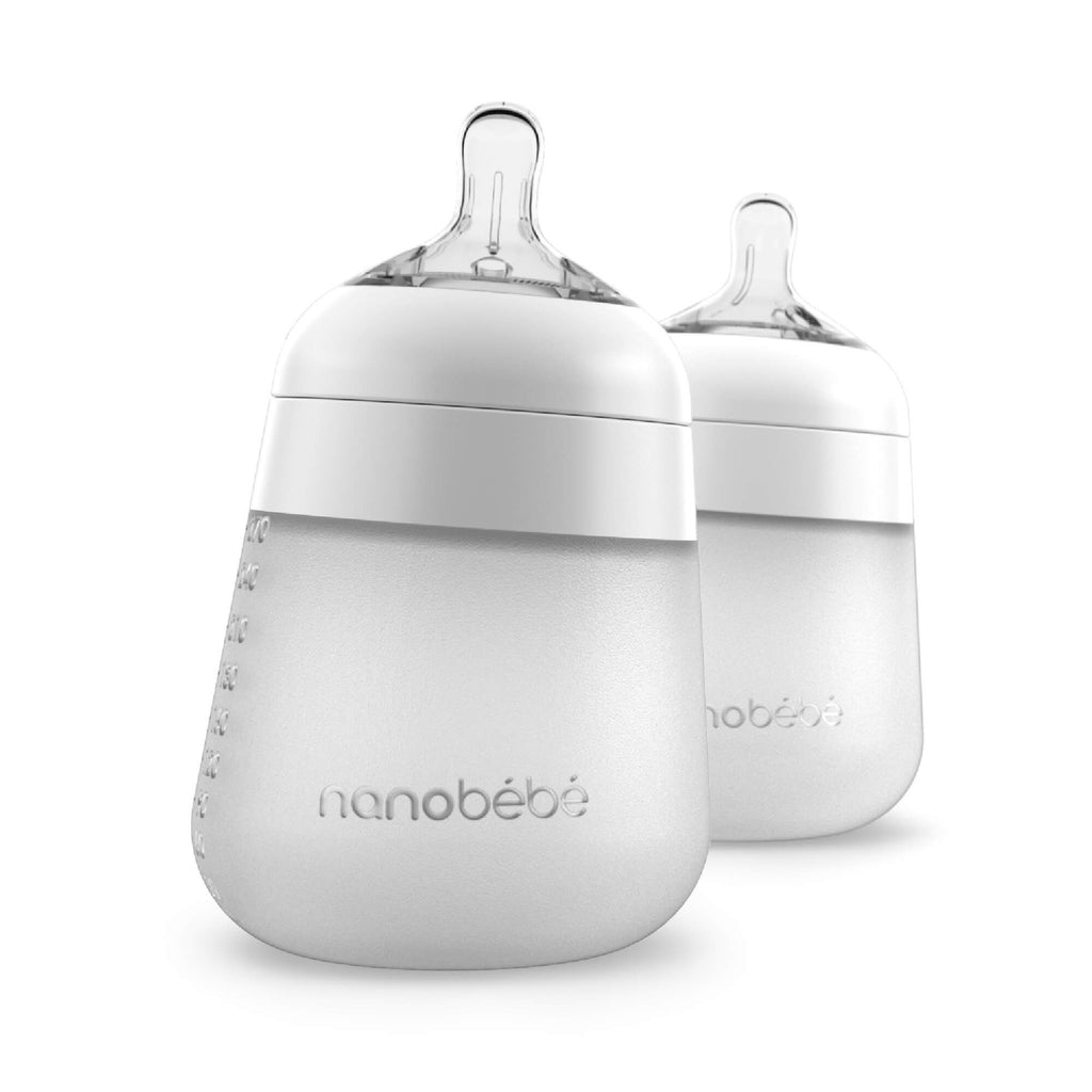 Nanobébé 9oz Flexy Silicone Baby Bottle in white