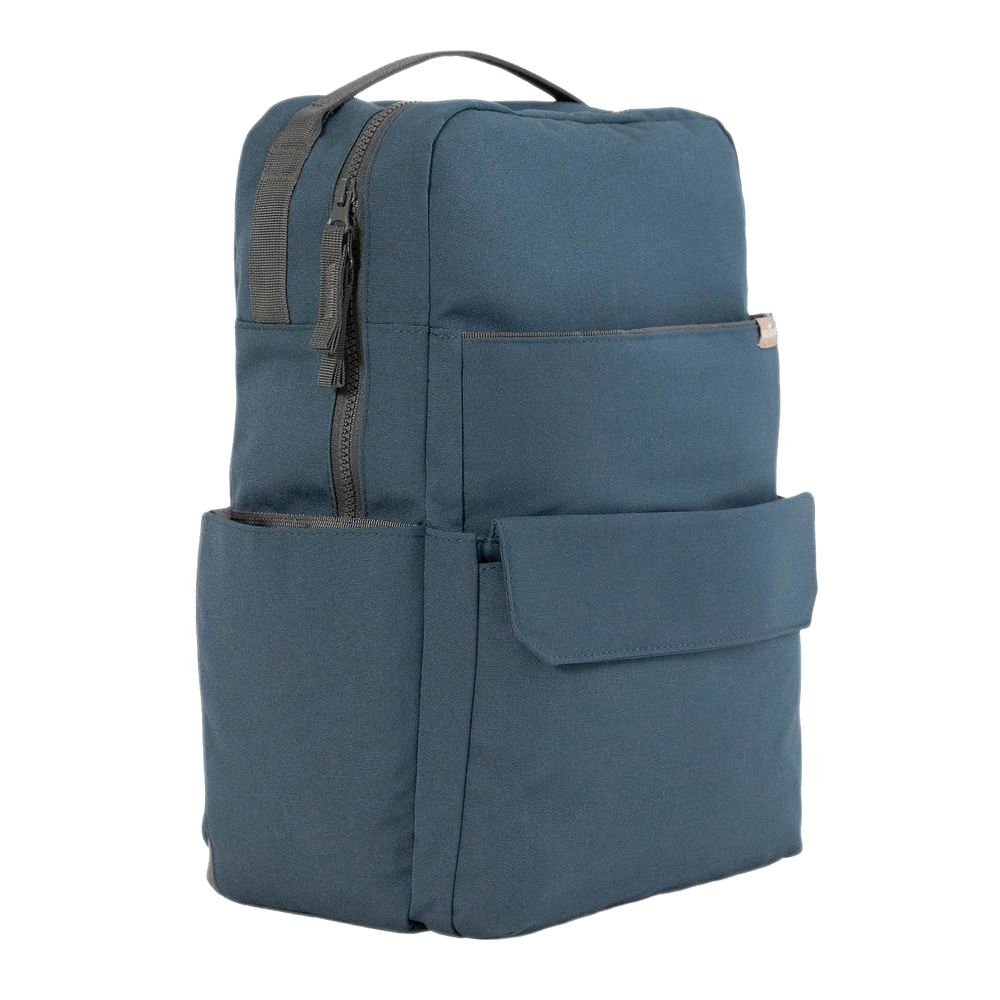 Front view of the Little Unicorn Red Rovr Roo Backpack - Navy, a durable and stylish kids backpack for everyday adventures.