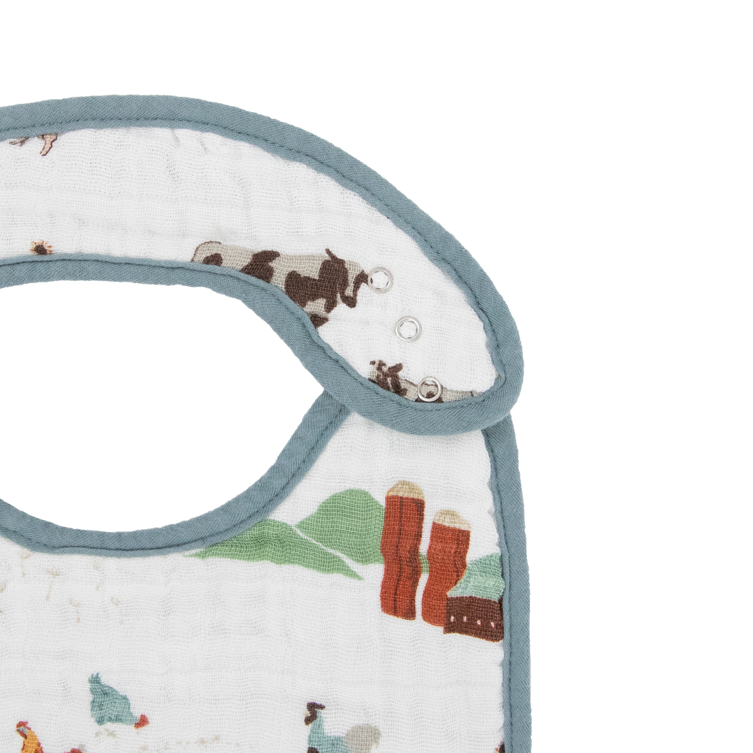 Little Unicorn Farmyard Cotton Muslin Classic Bib 3 Pack, perfect bibs for babies on the go
