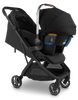 Maxi-Cosi car seat compatible with UPPAbaby Minu V3 stroller, featuring easy-to-use adapters for convenient strolling.