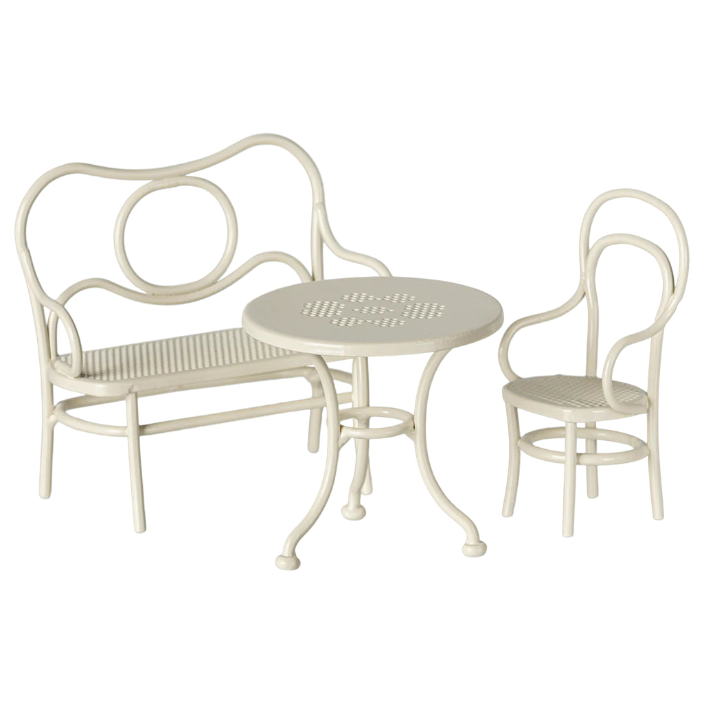 Maileg Off-White Cafe Table Set for Maileg mice, stylish cafe accessories