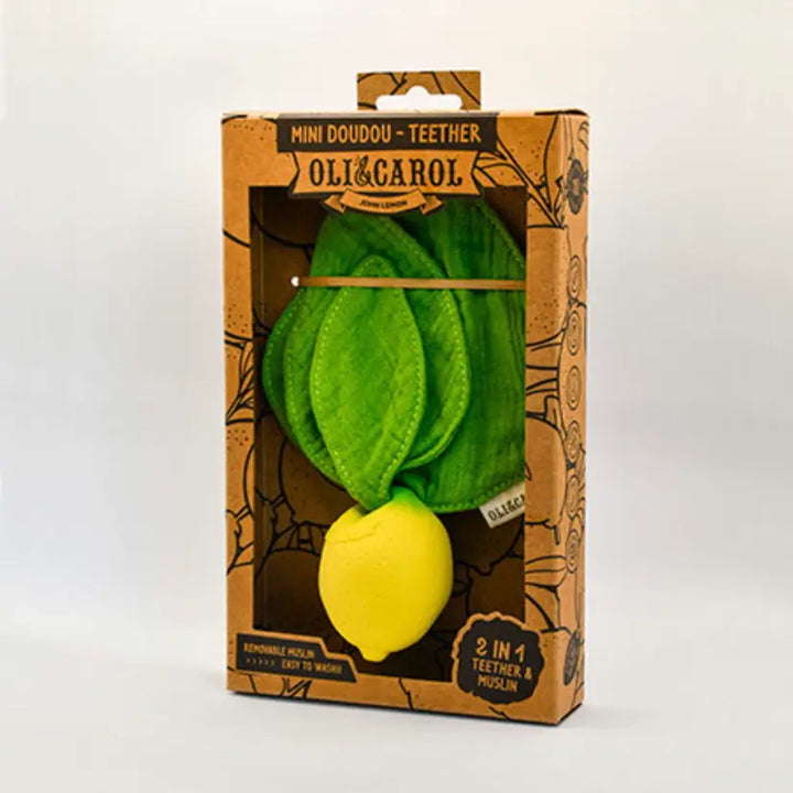 Oli & Carol lemon teething toy for soothing baby discomfort