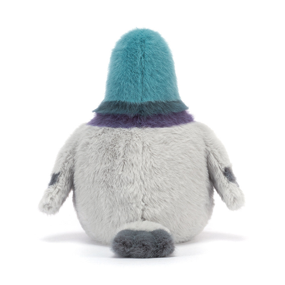 Jellycat Strutton Pigeon plush toy back view gray pigeon stuffed animal soft bird plush nursery decor collectible Jellycat stuffed animal for kids