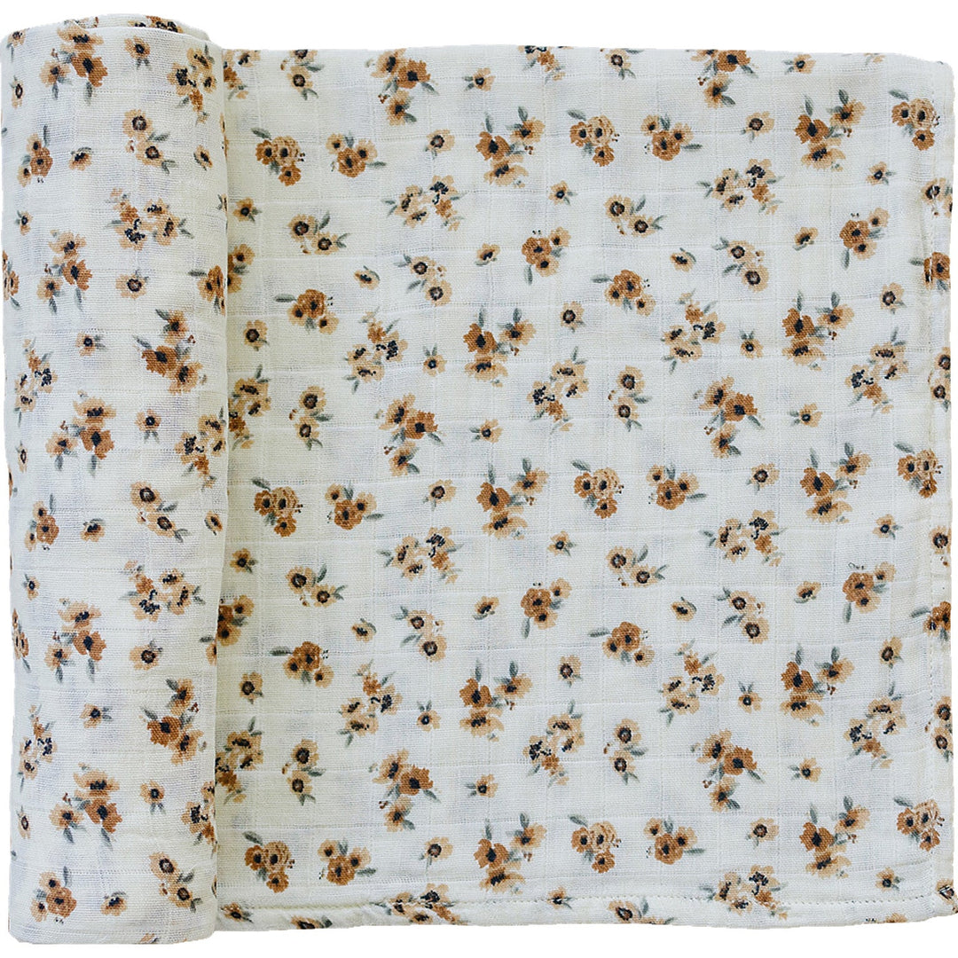 Dreamy Autumn Bloom Muslin Swaddle Blanket by Mebie Baby, a snuggle-ready baby swaddle wrap for infants.