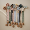 Mushie Pacifier Clips pink green blue