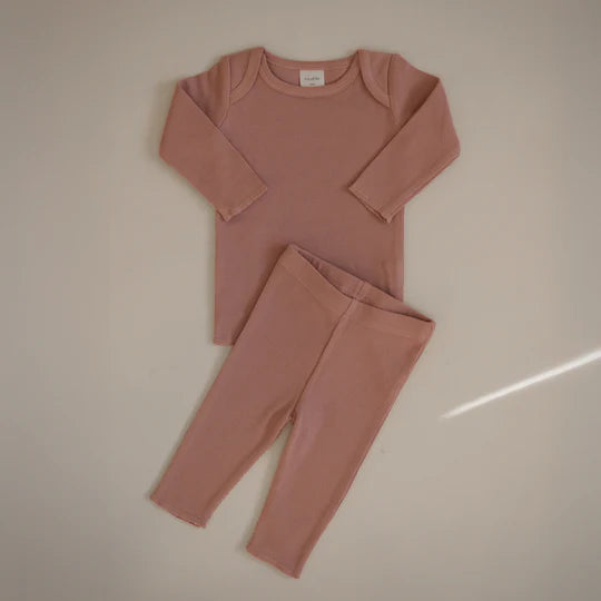 blush pink mushie organic cotton baby clothes set 