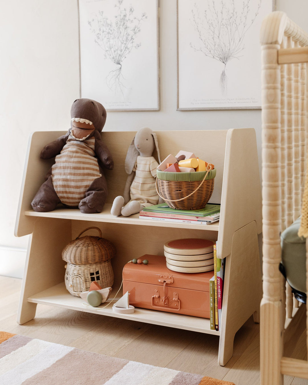 piccalio multi tier wood shelves with toys and decorative items in bedroom stackable wooden shelves