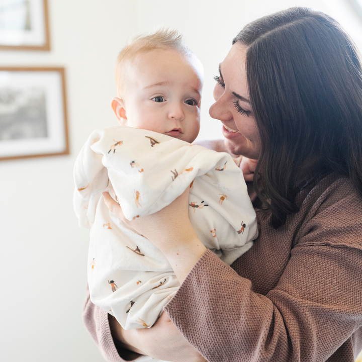 Post-swim snuggles are simple with Saranoni Hooded Towels in Poolside, baby bath towels for infants.