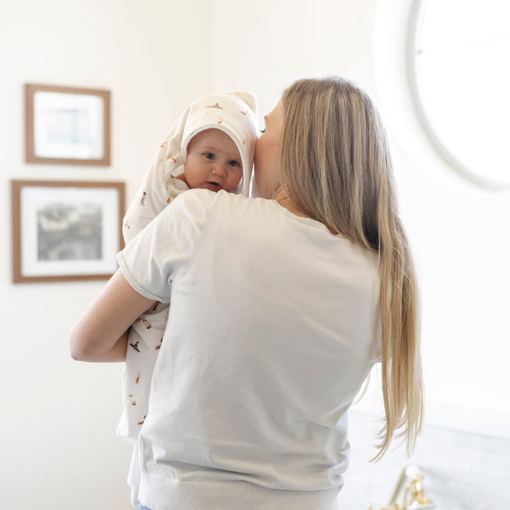 Saranoni Hooded Towels in Poolside, a baby hooded towel toddlers enjoy for comfort and warmth.