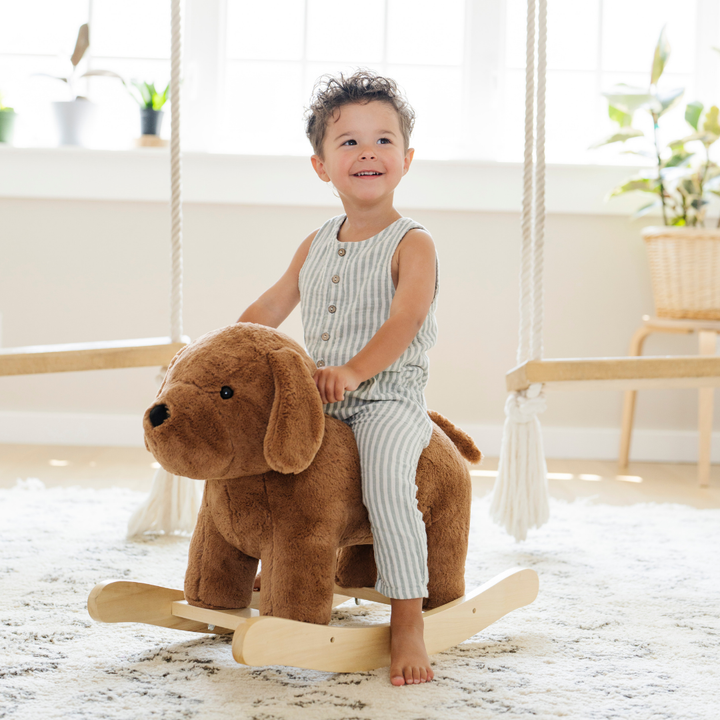 A playful Puppy design from Saranoni Stuffed Animal Rockers brings cozy character, functioning as a cute rocking animal little ones love.
