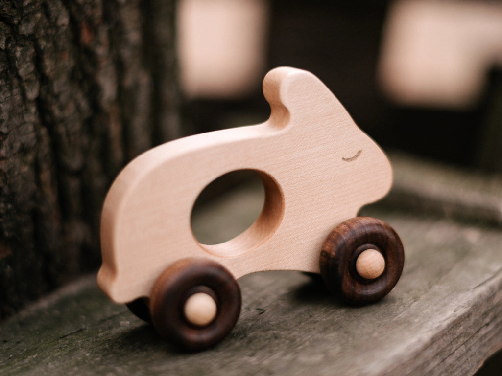 wooden story wood toy push toy rabbit montessori infant toys