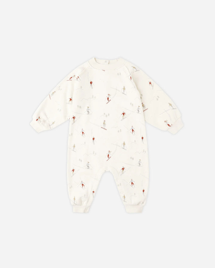 rylee and cru white skier pattern baby romper one piece