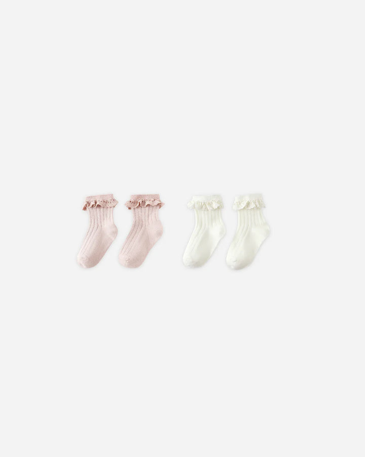 Rylee & Cru Lace Trim Socks in Blush Ivory, cute socks for babies