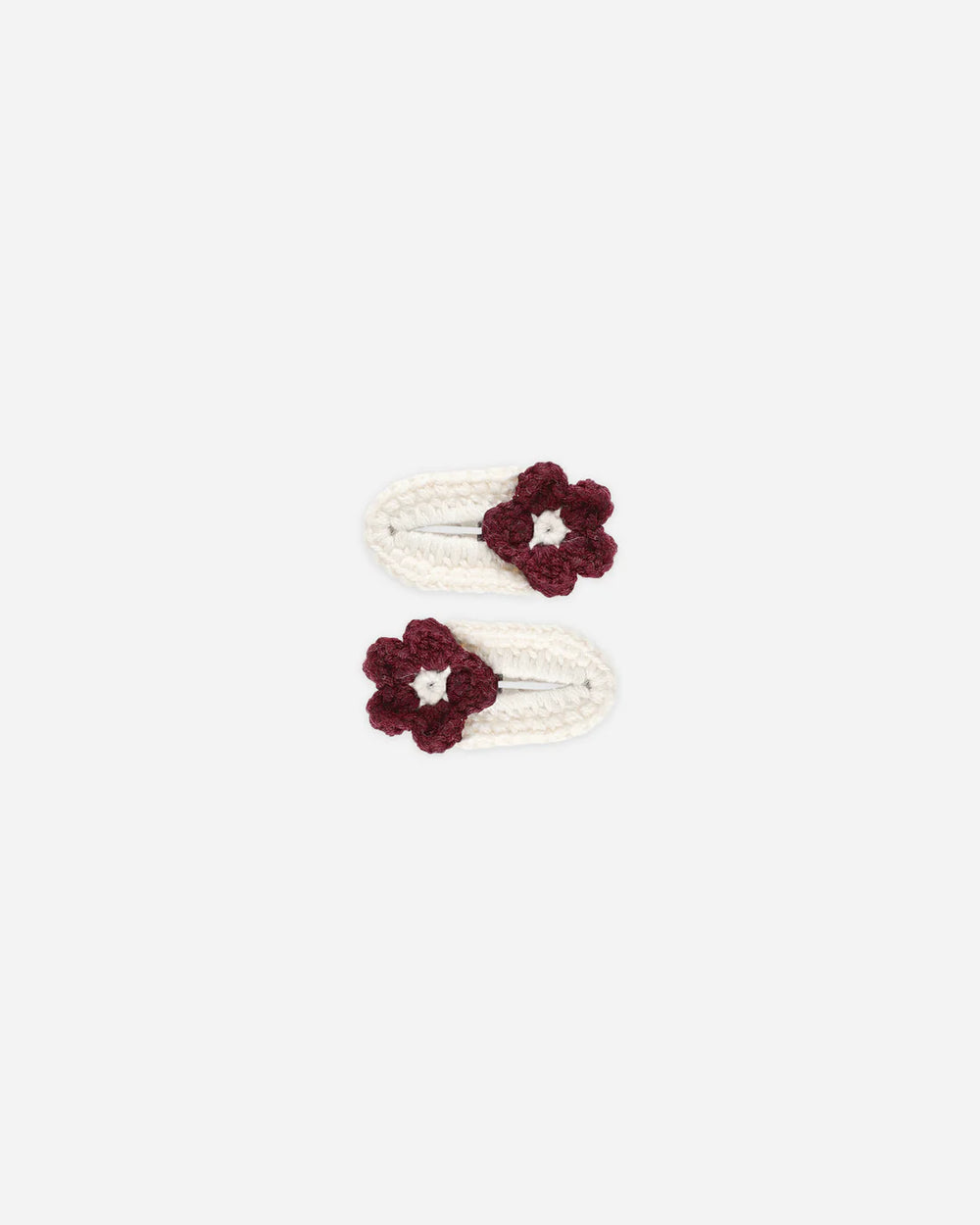 Burgundy Crochet Clips by Rylee & Cru, flat hair clips for toddlers