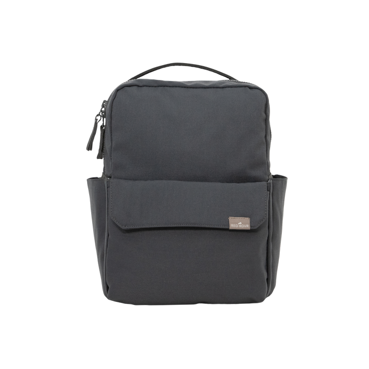 Little Unicorn Red Rovr Mini Roo Backpack in Charcoal displayed upright, a stylish essential among kids backpacks.