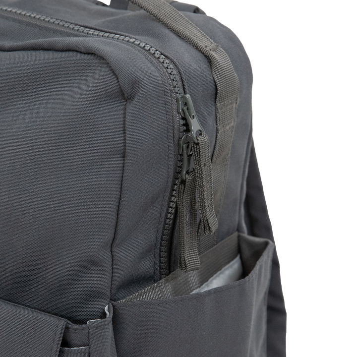 Little Unicorn Red Rovr Mini Roo Backpack - Charcoal opened wide, ideal organization for any backpack for kids.