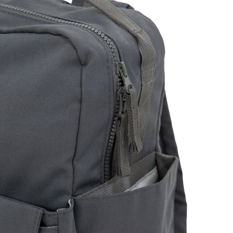 Little Unicorn Red Rovr Mini Roo Backpack - Charcoal opened wide, ideal organization for any backpack for kids.