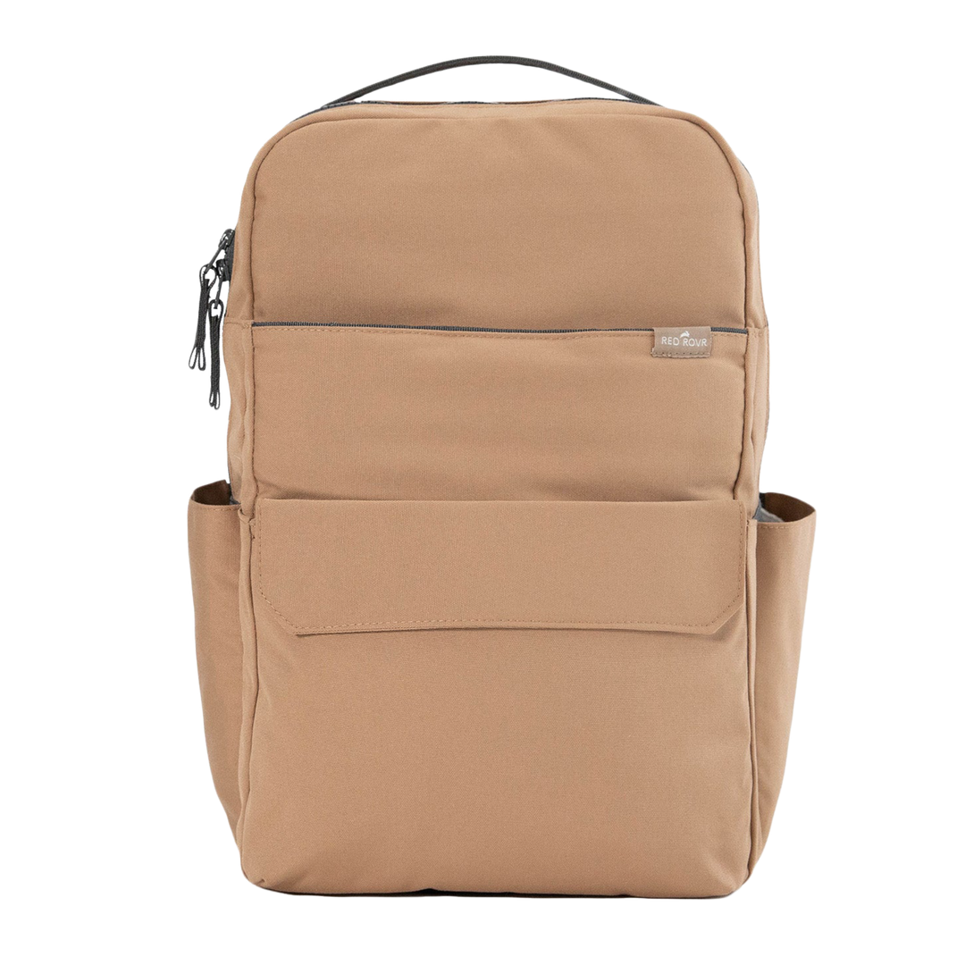 Little Unicorn Red Rovr Roo Backpack - Toffee shown upright, a stylish and functional kids backpack for everyday adventures.