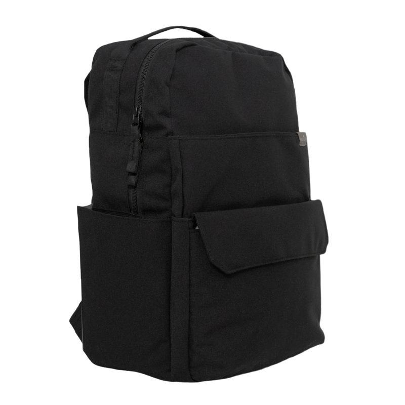 The Little Unicorn Red Rovr Roo Backpack - Black shown from the front, a modern and practical kids backpack.