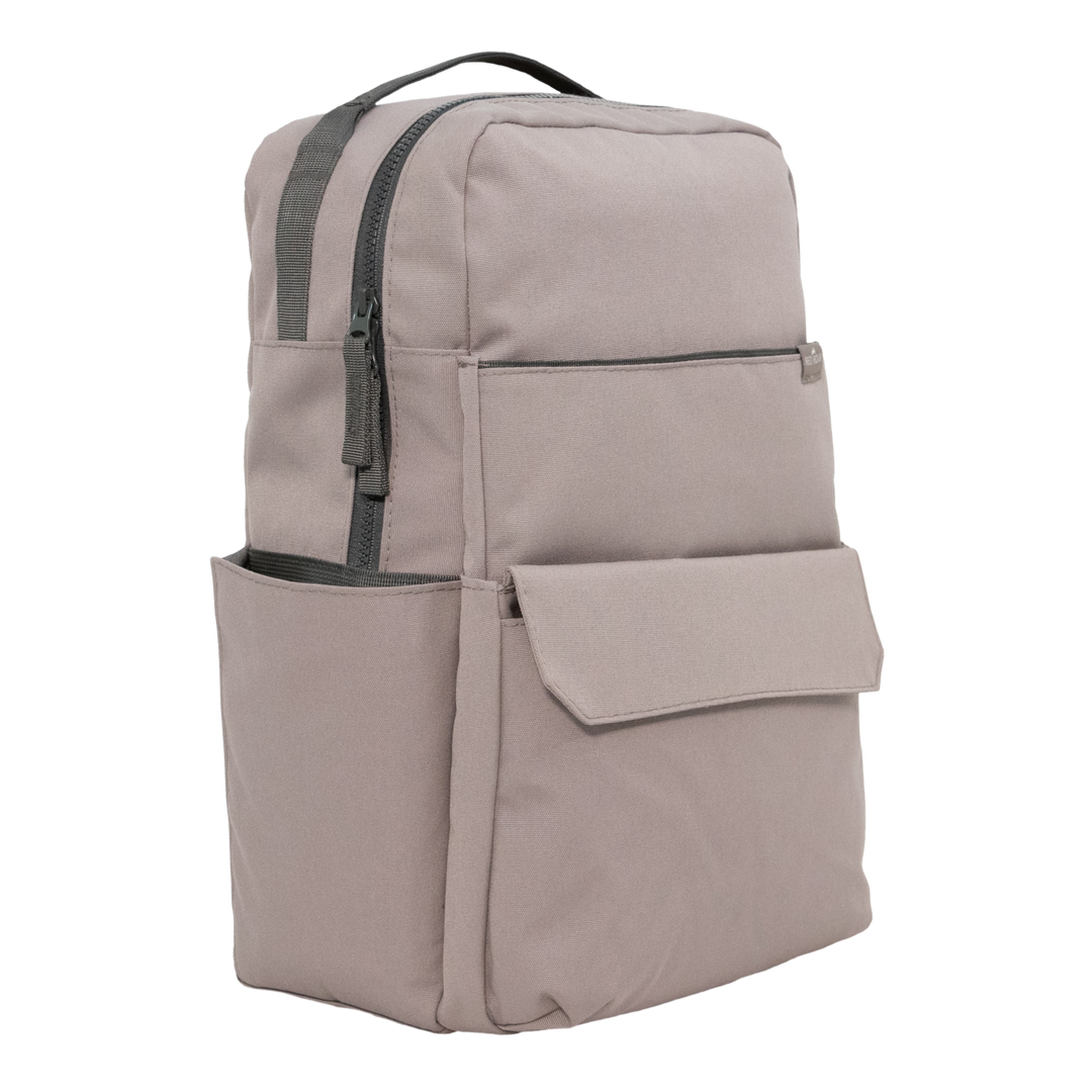Front view of the Little Unicorn Red Rovr Roo Backpack - Truffle, a timeless and durable kids backpack for everyday adventures.