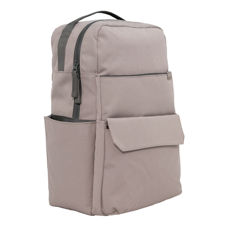 Front view of the Little Unicorn Red Rovr Roo Backpack - Truffle, a timeless and durable kids backpack for everyday adventures.