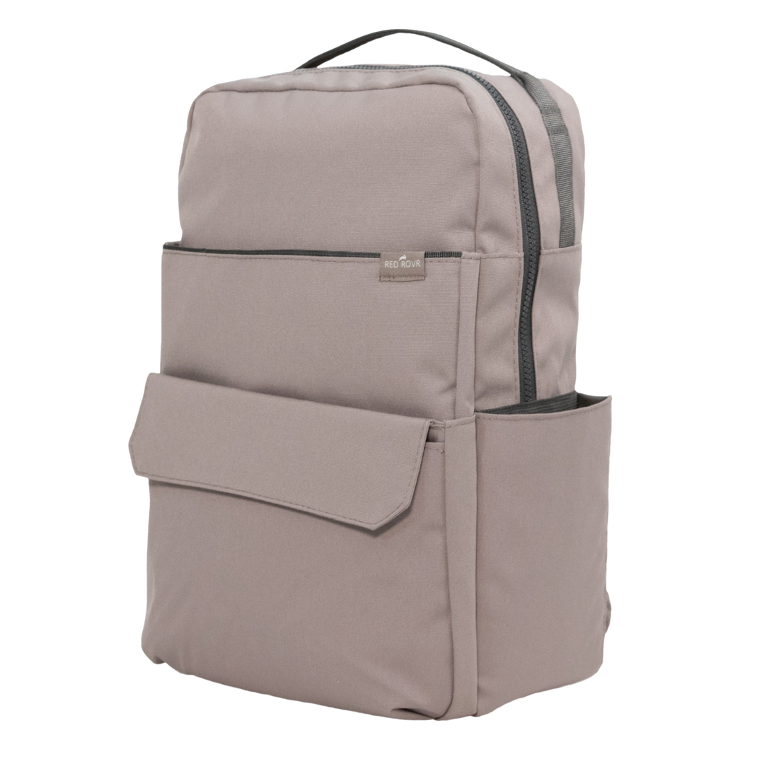Little Unicorn Red Rovr Roo Backpack in Truffle brings effortless organization to every kid backpack moment.