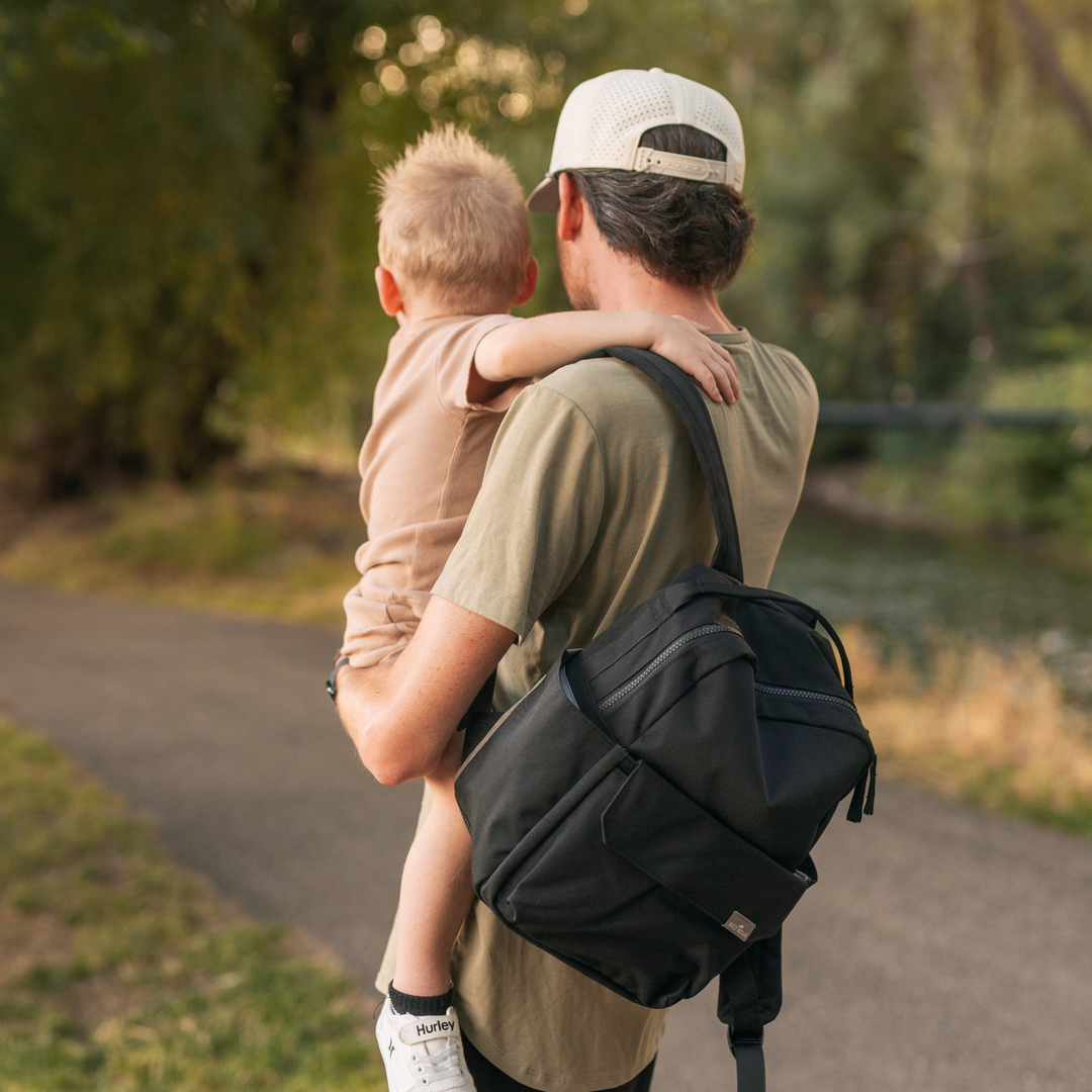 Little Unicorn Red Rovr Mini Roo Backpack - Black displayed from multiple angles, a versatile choice among backpacks kids love.