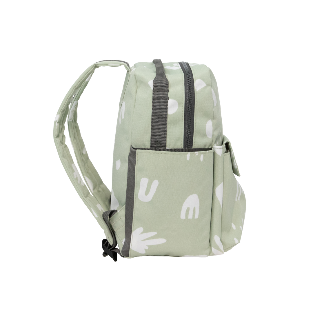 Little Unicorn Red Rovr Mini Roo Backpack in Pear Doodle features a creative print, adding flair to modern kid backpacks.