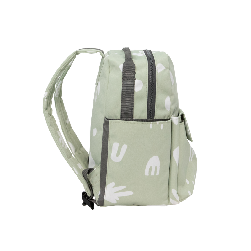 Little Unicorn Red Rovr Mini Roo Backpack in Pear Doodle features a creative print, adding flair to modern kid backpacks.