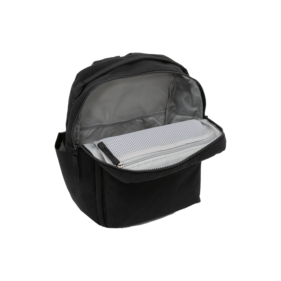 Little Unicorn Red Rovr Mini Roo Backpack - Mauve captured from an angle, a cute and sturdy choice among little kid backpacks.