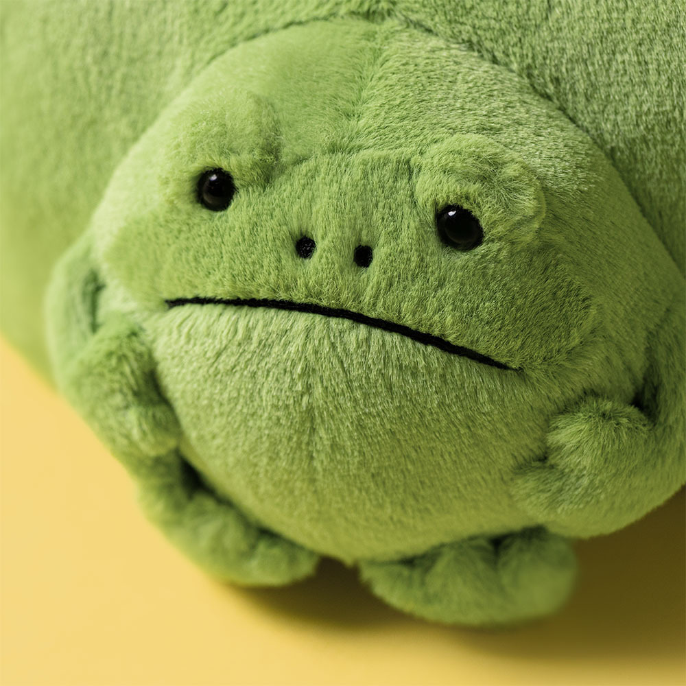 Ricky Rain Frog Pouch from Jellycat, a plush frog zip bag for stationery and small essentials