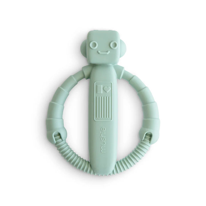 Mushie rattling robot teething toy for soothing babies