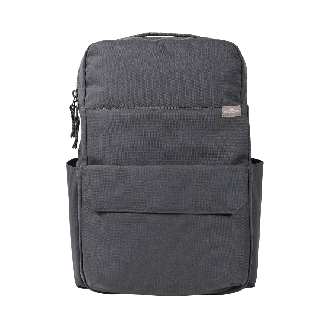 Little Unicorn Red Rovr Roo Backpack in Charcoal shown upright, a sleek and durable option among kids backpacks.