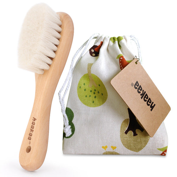 haakaa natural wood goat hair hair brush for infant