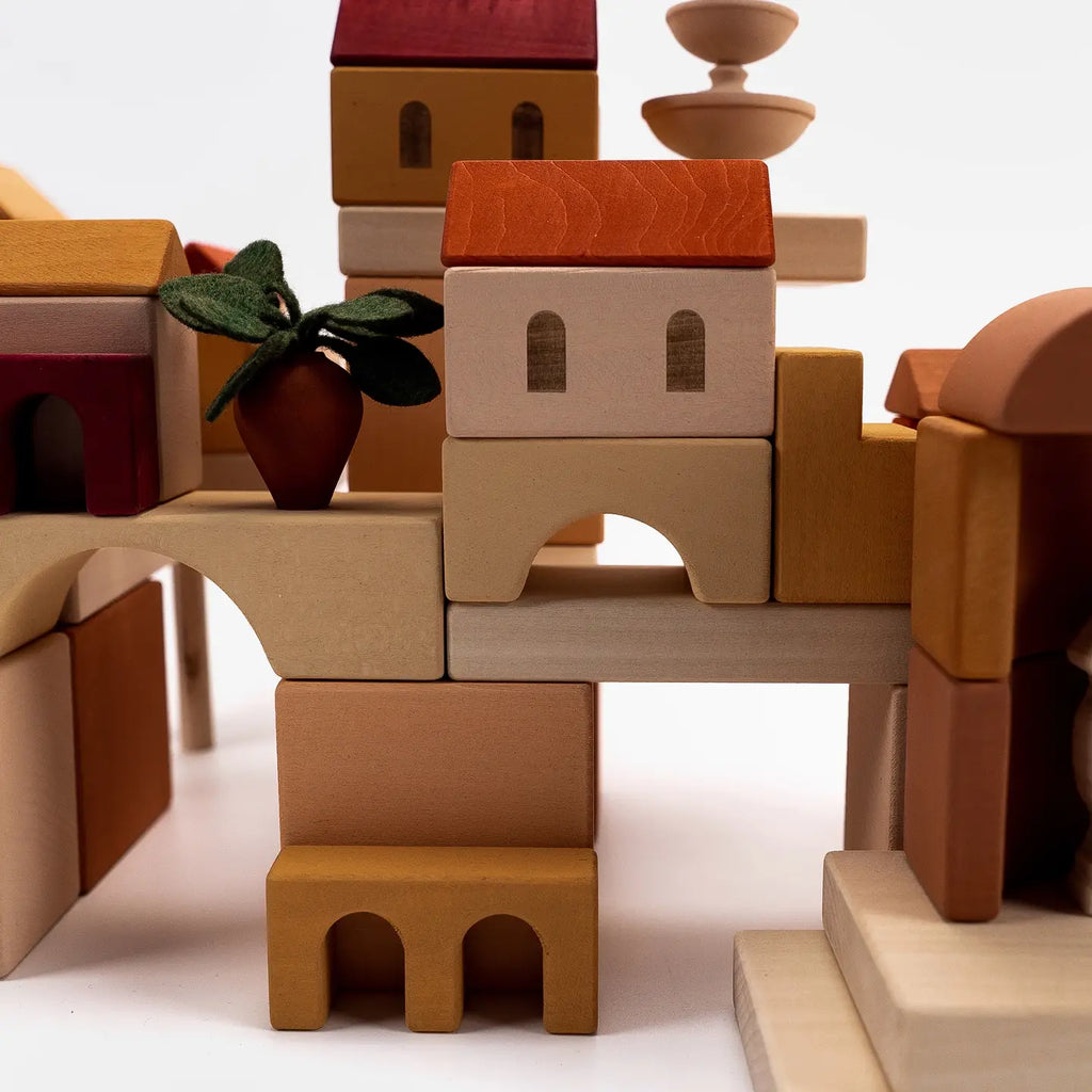 Sabo Concept montessori toys, Italian Courtyard wooden block set