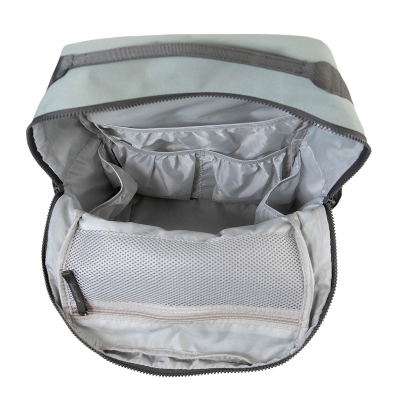 Back view of Little Unicorn Red Rovr Roo Backpack - Sage featuring adjustable straps, designed for little kid backpacks comfort.