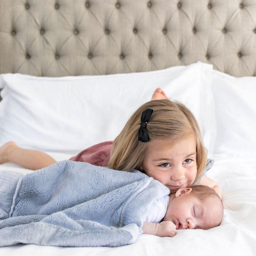 The Saranoni Lush Mini Blanket in Storm Cloud is luxe, plush and elevated, ranking among Best baby blanket options.