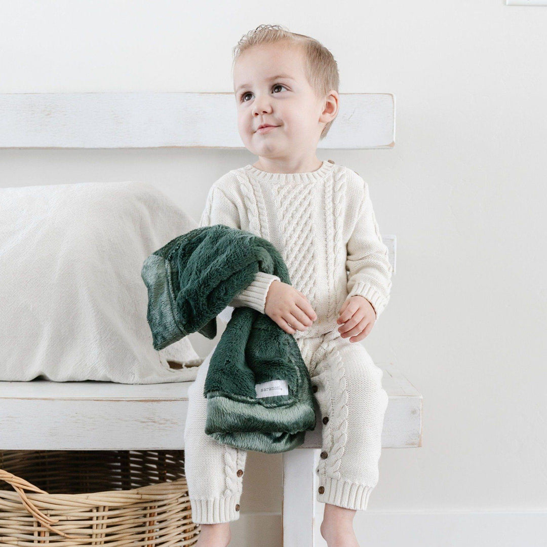 The Saranoni Lush Mini Blanket in Hunter brings everyday cozy luxury for families wanting elevated baby blankets.