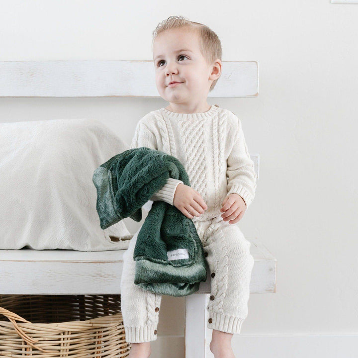 The Saranoni Lush Mini Blanket in Hunter brings everyday cozy luxury for families wanting elevated baby blankets.