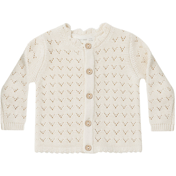 Quincy Mae scalloped cardigan for baby girls natural