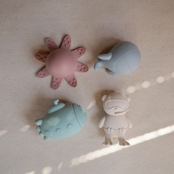 Mushie Sea cool bath toys, perfect for making bath time enjoyable and fun for toddlers.