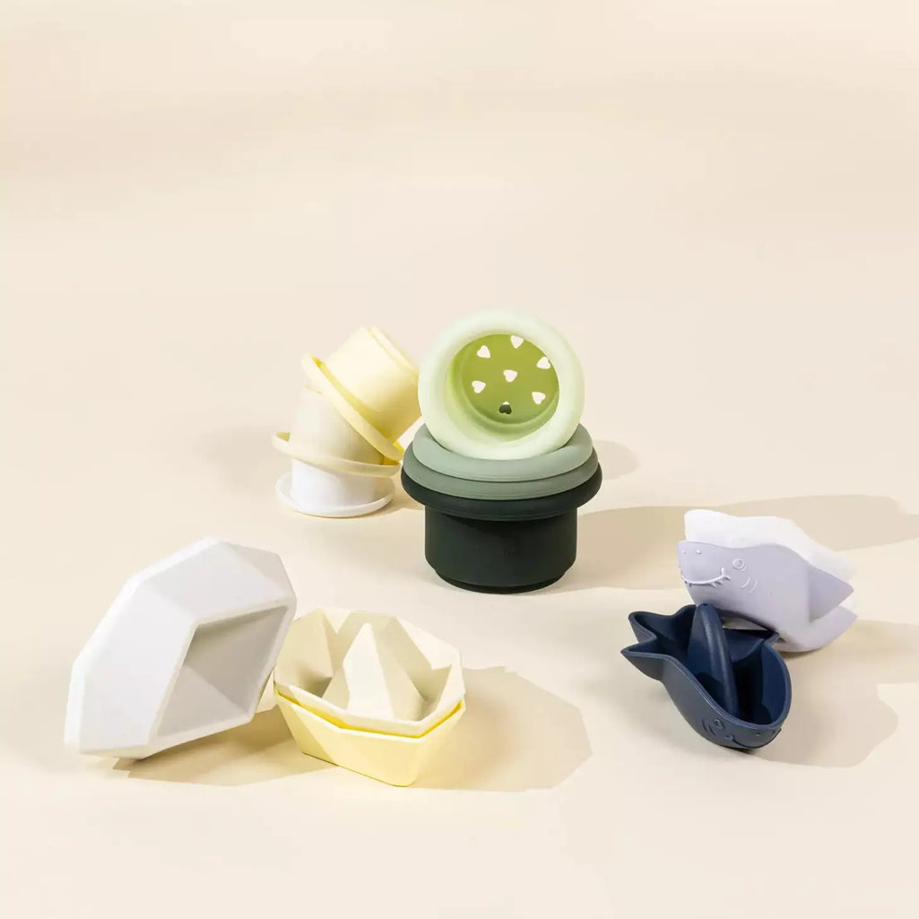 coco village baby bath toys, silicone boat bath toy set