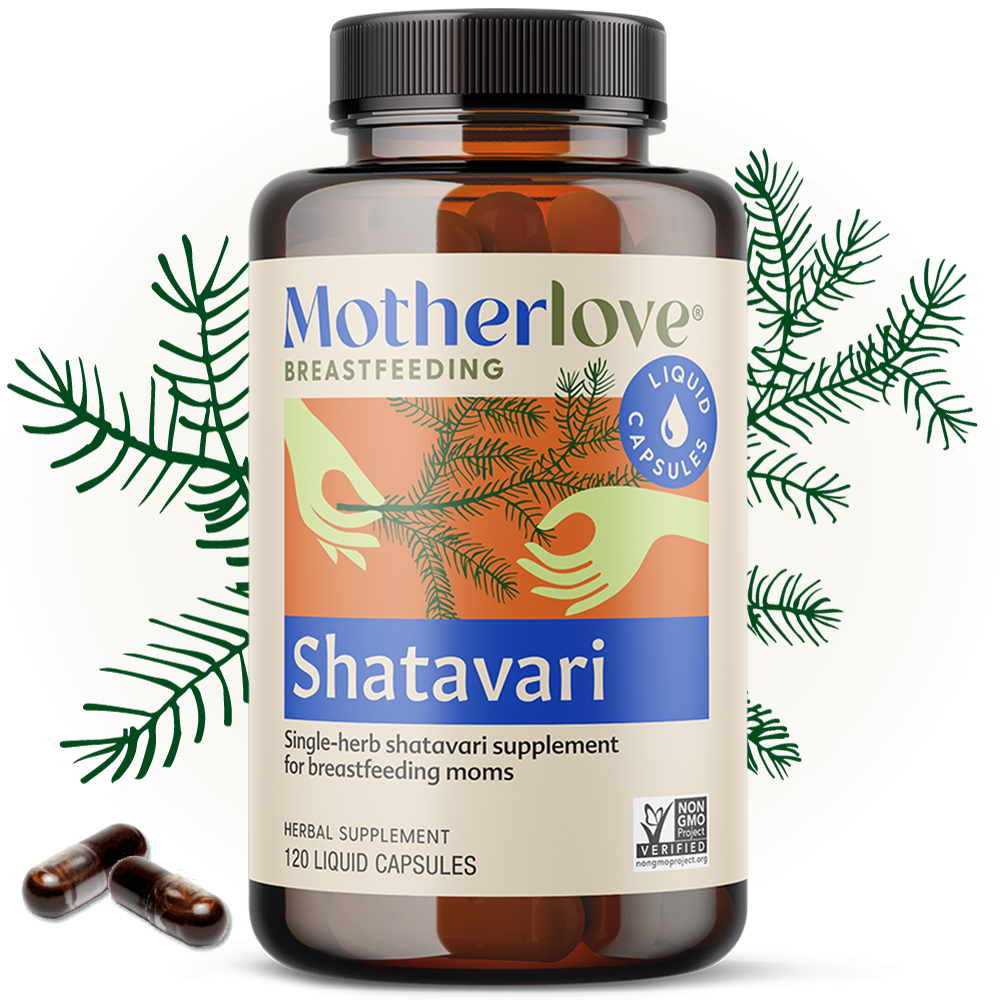 Support breastfeeding naturally with Motherlove Shatavari - Liquid Capsules, boost milk supply supplements