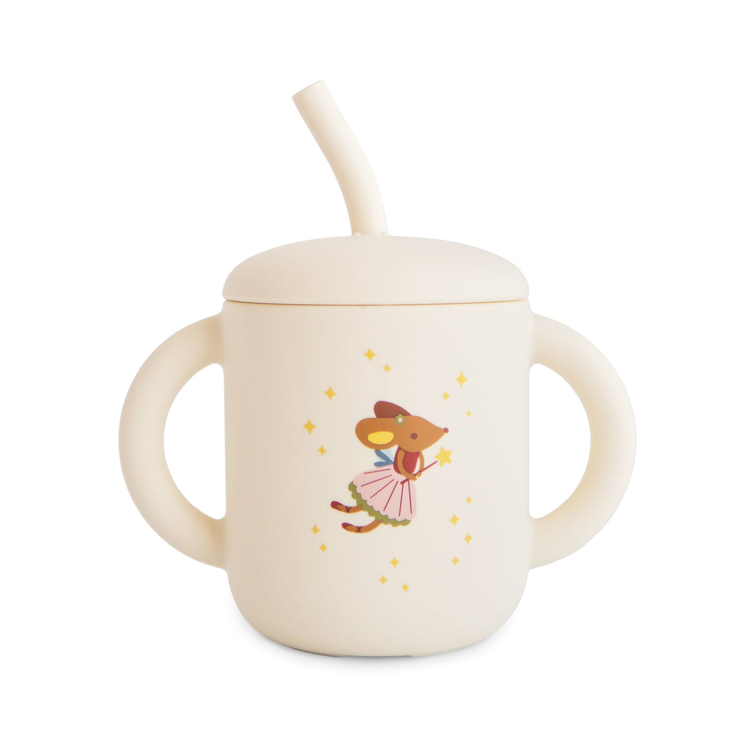 Mushie Silicone Training Cup and Straw in Fairy Mice design with soft straw for babies