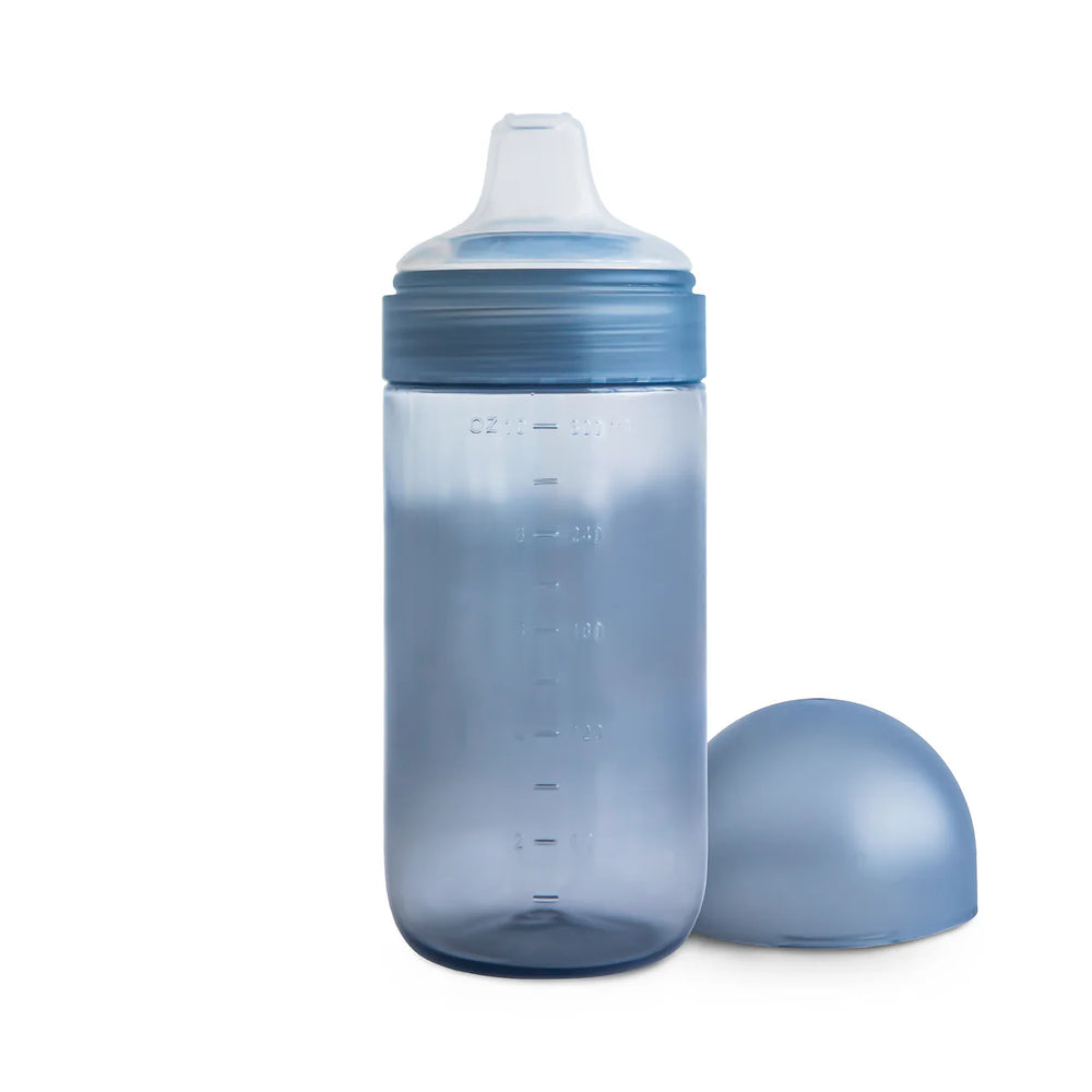 Mushie Soft Spout Sippy Cup in Tradewinds - translucent body toddler cup with detachable silicone spout