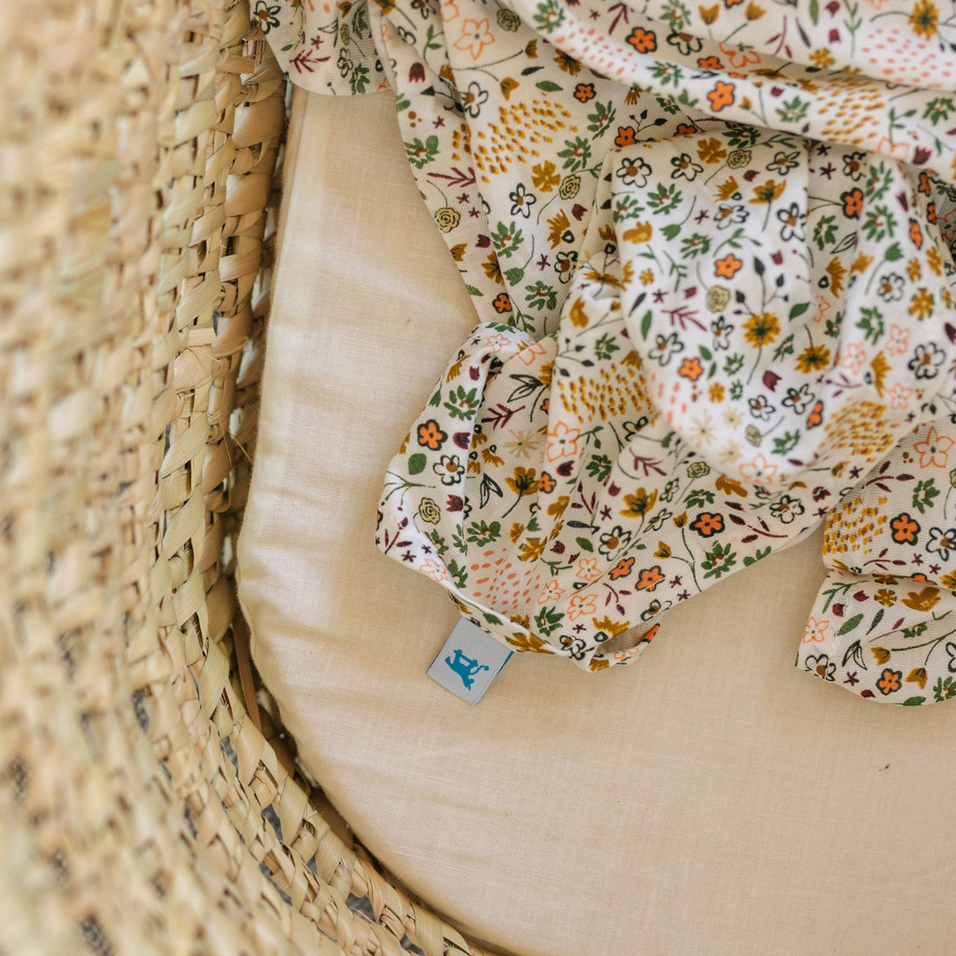 Pressed Petals muslin baby blankets from Little Unicorn, cozy Stretch Knit Swaddle Blanket for infants.