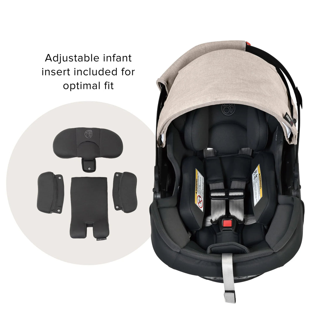 Melange Flax/Black Orbit Baby Stroll & Ride Travel System offers effortless strolling with sleek style and reliable performance.