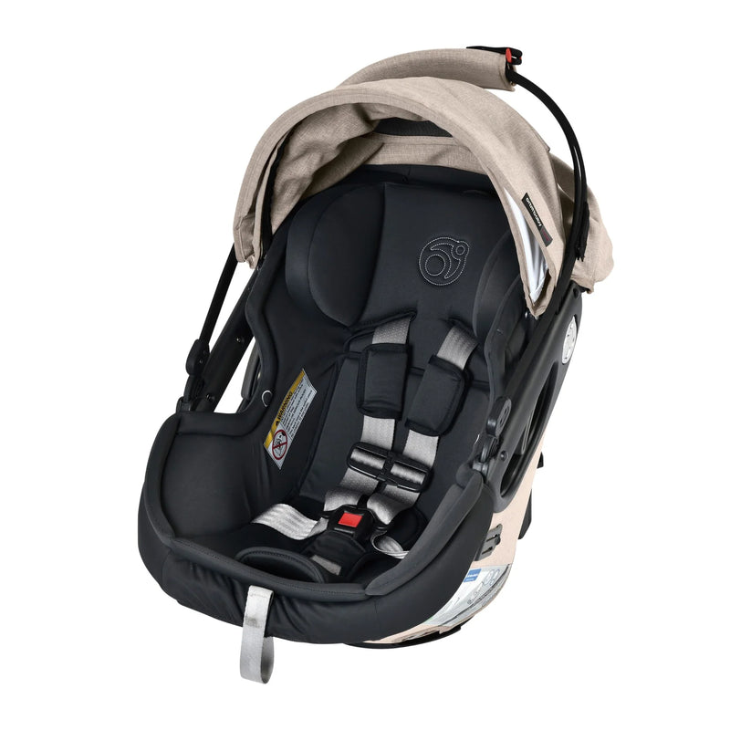 The Orbit Baby Stroll & Ride Travel System in Melange Flax/Black delivers a smooth, comfortable baby stroller experience for families on the go.