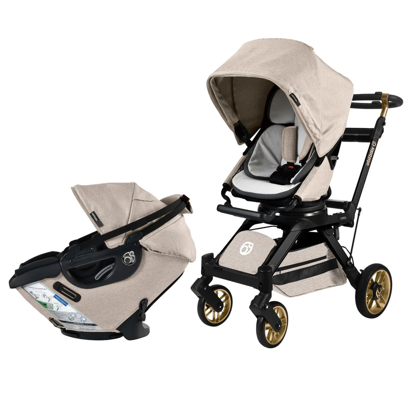 In Melange Flax/Black Luxe, the Orbit Baby Stroll & Ride Travel System elevates comfort and style as the best stroller car seat combo.