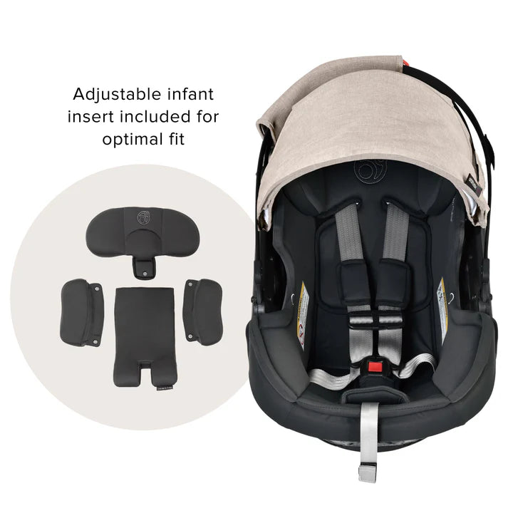 Stylish and functional, the Orbit Baby Stroll & Ride Travel System in Melange Flax/Rose Gold is an ideal stroller carseat for daily use.